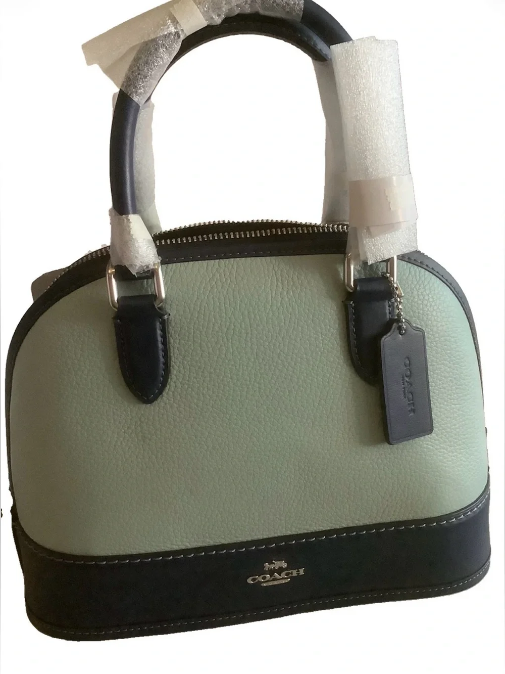 NWT COACH Sabrina Satchel Bag in Colorblock light blue / deep blue